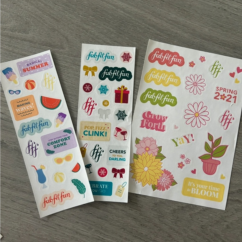 FabFitFun Sticker Sheets – Lot of 3 (Summer, Holiday, Spring 2021)